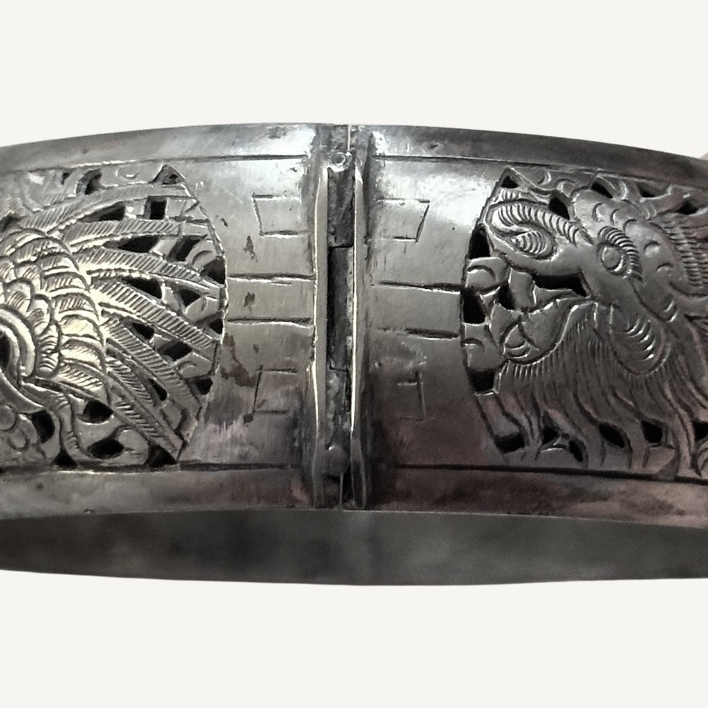 925 Sterling Silver Phoenix Design Bracelet w/ Safety Chain Beautiful Design - Picture 7 of 7